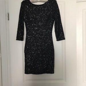 Tobi black sequined mini backless dress
